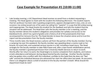 Case Example for Presentation #1 (10:00-11:00)