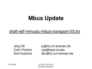 Mbus Update