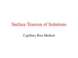 Surface Tension of Solutions