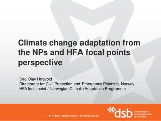 Climate change adaptation from the NPs and HFA focal points perspective