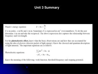 Unit 3 Summary