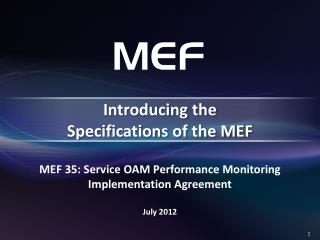 Introducing the Specifications of the MEF