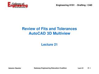 Review of Fits and Tolerances AutoCAD 3D Multiview