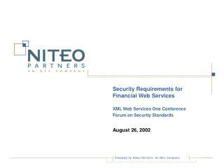 Security Requirements for Financial Web Services XML Web Services One Conference