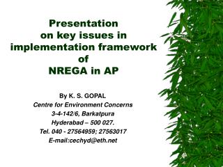Presentation on key issues in implementation framework of NREGA in AP