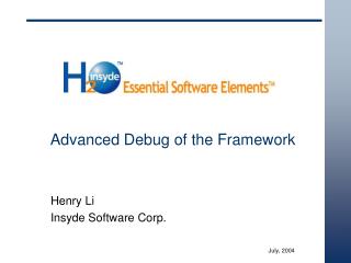 Advanced Debug of the Framework