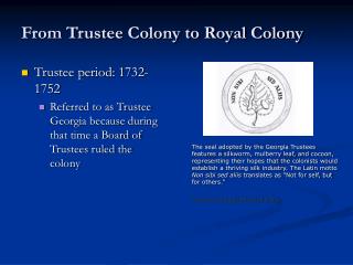 From Trustee Colony to Royal Colony