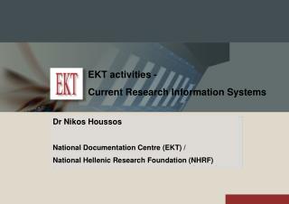 EKT activities - Current Research Information Systems
