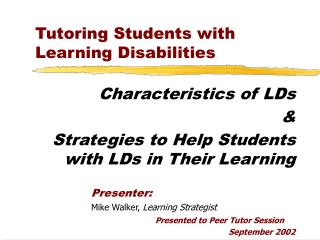 Tutoring Students with Learning Disabilities