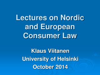 Lectures on Nordic and European Consumer Law