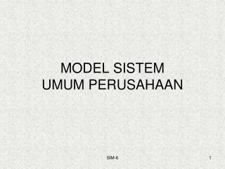 MODEL SISTEM UMUM PERUSAHAAN