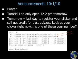 Announcements 10/1/10