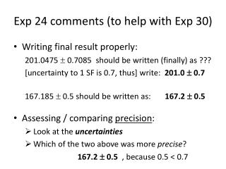 Exp 24 comments (to help with Exp 30)