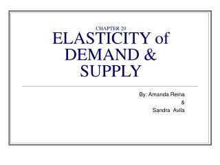 CHAPTER 20 ELASTICITY of DEMAND &amp; SUPPLY