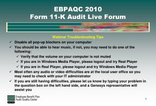 EBPAQC 2010 Form 11-K Audit Live Forum