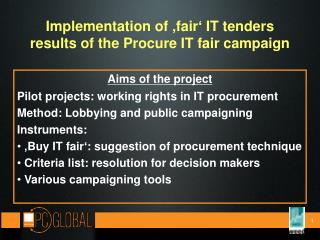 Implementation of ‚fair‘ IT tenders results of the Procure IT fair campaign