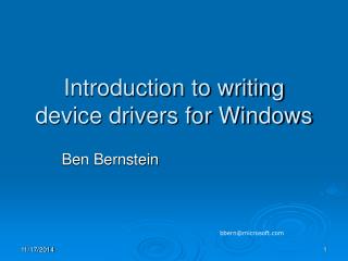 Introduction to writing device drivers for Windows