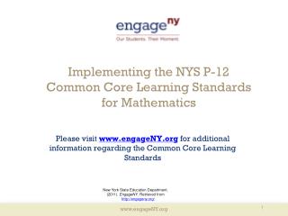 Implementing the NYS P-12 Common Core Learning Standards for Mathematics