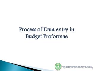 Process of Data entry in Budget Proformae