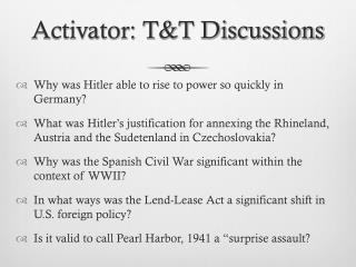 Activator: T&amp;T Discussions