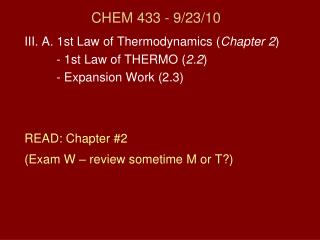 CHEM 433 - 9/23/10