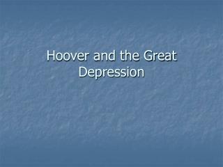 Hoover and the Great Depression