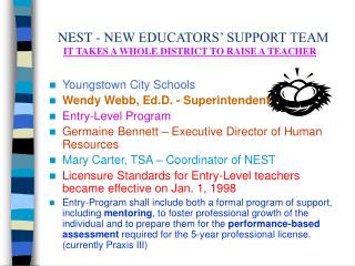 NEST - NEW EDUCATORS’ SUPPORT TEAM IT TAKES A WHOLE DISTRICT TO RAISE A TEACHER