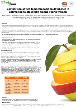 Comparison of two food composition databases in estimating folate intake among young women