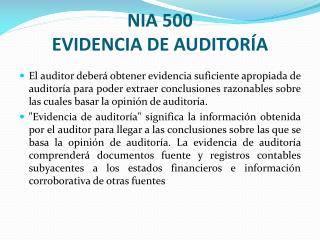 NIA 500 EVIDENCIA DE AUDITORÍA