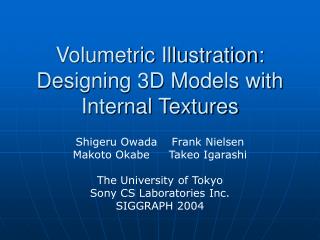 Volumetric Illustration: Designing 3D Models with Internal Textures