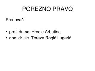 POREZNO PRAVO