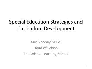 Special Education Strategies and Curriculum Development