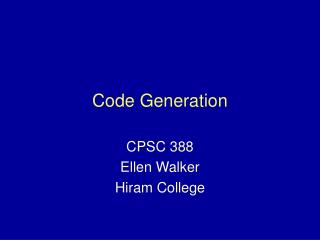 Code Generation