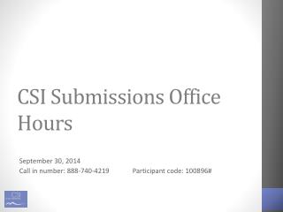 CSI Submissions Office Hours