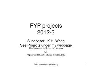 FYP projects 2012-3