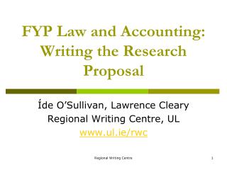 FYP Law and Accounting: Writing the Research Proposal