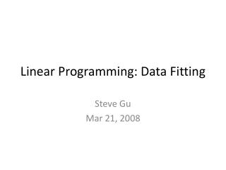 Linear Programming: Data Fitting