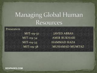 Managing Global Human Resources