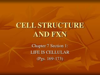 CELL STRUCTURE AND FXN