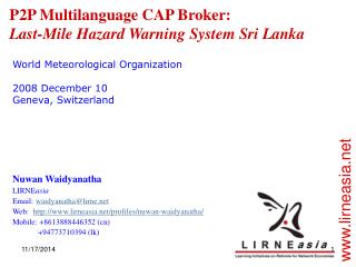 P2P Multilanguage CAP Broker: Last-Mile Hazard Warning System Sri Lanka