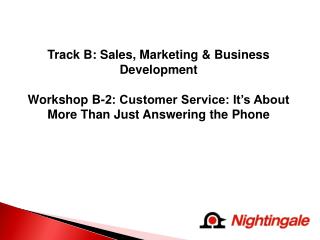 Track B: Sales, Marketing &amp; Business Development