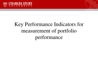 Key Performance Indicators for measurement of portfolio performance