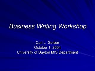 Business Writing Workshop