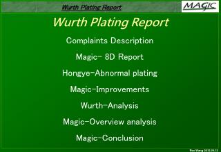 Wurth Plating Report Complaints Description Magic- 8D Report Hongye-Abnormal plating
