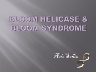 Bloom Helicase &amp; Bloom Syndrome