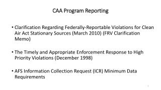 CAA Program Reporting