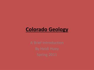 Colorado Geology