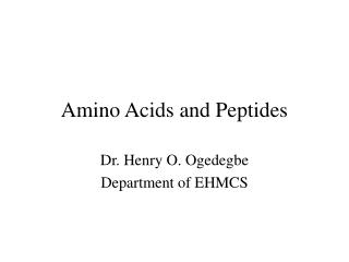 Amino Acids and Peptides