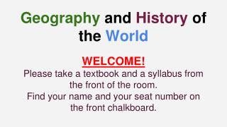 Geography and History of the World