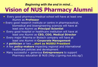 Beginning with the end in mind … Vision of NUS Pharmacy Alumni